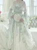 Scenkläder kinesisk hanfu klänning kvinnor forntida traditionella broderade uppsättningar karneval fairy cosplay kostym grön dans