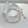 Link-Armbänder 5 teile/los Bunte Evild Eye Glasierte Glasperlen Armband Süßwasser Perle Kupfer Handwerk Schmuck Großhandel