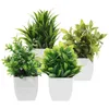 Fleurs décoratives 4 Pcs Intérieur Maison Plantes Bureau Décor En Pot Artificielle Maison Mini