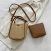 イブニングバッグ1セットストローミニハンドバッグと女性のための財布