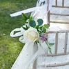 Decorative Flowers Wedding Aisle Decorations Silk Roses 6pcs Accessories Ceremony Chair Back Floral