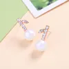 Stud -oorbellen trendy Tiny Acryl Pearl For Women Charm Rose Gold Color Crystal Wedding Jurk Sieraden Accessoires