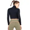 Chemises actives Slim Yoga Wear Veste Femme Col montant Exposé Nombril Vêtements d'entraînement Tops Automne Et Hiver Running Sports