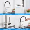 Kitchen Faucets Quyanre Black White Filtered Pull Out 360 Rotation Mixer Tap Pure Water Crane For Taps 230510
