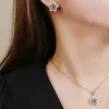 Halsband örhängen set stjärna kristallsmycken kvinnor 8-färg zirkon juveligt sätter smycken acero oxidable joyeria