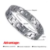 Link Bracelets Rainso Tungsten for Men Magnet Bione Enegry Silver Plating Health Care Bracelet Viking Jóias finas