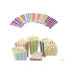 Gift Wrap 120Pcs Wave Circles Pattern Folding Candy Popcorn Boxes Birthday Party Wedding Candy/Sanck Favor Bags Paper Chritmas Bag D Dhx86