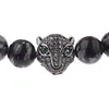 Strand braccialetto di perline di alabastro nero naturale da uomo moda perline testa di leopardo zircone regolabile 2023 regalo di gioielli