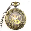 Relojes de bolsillo 5 unids/lote colgante Steampunk de moda para hombres y mujeres reloj mecánico de cuerda manual números romanos esqueleto cadena FOB