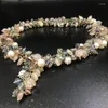 Kedjor Narural Fresh Water Pearl Stone Crystal Necklace Armband Smycken Set Vintage Style Hand Made for Women Fashion