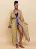 Swimwear EDOLYNSA Casual Zabra Striped Long Kimono Bathing Suit Coverups Summer Clothing Women Tunic Beach Wear Swim Suit Cover Up Q1499