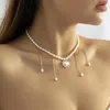 Choker XINSOM Romantic Heart Necklace For Women Elegant Imitation Pearl Chain Party Wedding Fashion Jewelry Girls Gift