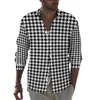 Casual shirts voor heren Houndstooth Spikkel Grappig shirt Man rood en wit patroon Spring retro blouses Design met lange mouwen Oversized top