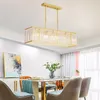 Chandeliers Dining Room Rectangle Crystal Chandelier Led Bar Lighting El Fixture Bedroom Gold Lustre Light Home Life