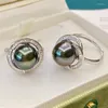 Cluster Ringe Vintage Echte Tahiti Schwarze Perle Ring Einfache 925 Silber Offen Mit 11-12mm Natürliche Tahiti Für Frauen hochzeit Schmuck