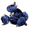 Flores decorativas de 6pcs/lot simulação de seda de pano de seda Bouquet Holding (Royal Blue Purple Heart) Diâmet de flor única