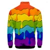 Men's Jackets OGKB Stand Collar Jacket 3d Color Stripes Print Men Casual Streetwear Hip Hop Harajuku Colorful Funny Zipper Coats Plus Size