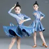 Stage Wear Girls Latin Dancing Dress Kids Ballroom Salsa Dance Clothing Children's Competities Half Sleeve