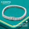 KNOBSPIN Double Rangée Moissanite Tennis Bracelet 3mm Plaqué Or Blanc Argent Sterling Lab Diamant avec Bracelet GRA Pour Femme Homme