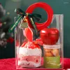 Подарочная упаковка 1pcs Рождественская сумка Red Clear Pvc Tote Cookie Candy Свадебная праздничная вечеринка