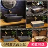 Torneiras de pia do banheiro Bacia retro da mesa de mesa retangular Cerâmica lavagem chinesa lavagem de estilo chinês
