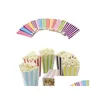 Emballage Cadeau 120 Pcs Vague Cercles Motif Pliant Bonbons Popcorn Boîtes Fête D'anniversaire De Mariage Bonbons / Sanck Faveur Sacs Papier Chritmas Sac D Dhx86