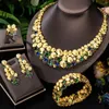 Halsbandörhängen Set 4st Luxury African Jewelry for Women Wedding Party Zircon Crystal Dubai Bridal Gift