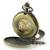Relojes de bolsillo 5 unids/lote colgante Steampunk de moda para hombres y mujeres reloj mecánico de cuerda manual números romanos esqueleto cadena FOB