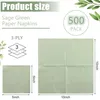 100 Pezzi Tovaglioli Verde Salvia, 12,5x12,5cm Piegato Smerlati