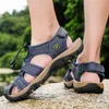 Sandales D'été En Plein Air En Cuir Véritable Casual Sports Hommes Romain Trekking Plage Sandalias Mâle Respirant Conception Eau Baskets 48 230510