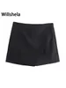 Shorts pour femmes Willshela femmes mode jupes asymétriques taille haute poches arrière fermeture à glissière latérale Vintage femme jupe solide 230511