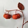 Decorative Flowers Knitted Fruit Woven Persimmon Flower Plant Finished Artificial Fake Birthday Gift Home Room Decoration