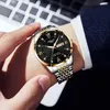 腕時計2023セルメンズウォッチカレンダーウィークディスプレイデブーブブランドの男性のリロジェスブレス向けの防水ファッションウォッチ