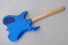Rosewood Kıvreli Mavi Başsız Elektro Gitar 24 FRETS İstek olarak özelleştirilebilir