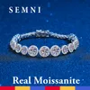 Semni 10ct Real Moissanite Diamond Round Armband för kvinnor Girls Sparkling 925 Sterling Silver Luxury Fine Jewelry Foreverlove