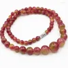 Catene Vintage Multicolor Pink Chalcedony Jades Stone 6-14mm Round Beads Tower Collana a catena semipreziosa Gioielli alla moda 18 pollici B-02