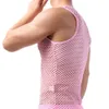 Men's Tank Tops Men Vest Undershirt Gay clothing Nylon Mesh Shirt See Through Sheer Long Sleeves T s Sexy Transparent Underwear 230510