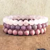 Länk armband grossist naturligt rosa hjärtchakra armband stack set design yogasten sten för kvinnor som öppnar