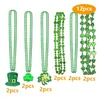 Hänge halsband 12pieces St Patricks Day Halsband Green Bead Irish Party Supplies Set för vuxna