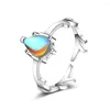 Cluster Rings Style Open Ring 925 Sterling Silver Taille ajustable Event Color Moonstone