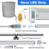 LED Neon Rope Light for Home Decoration, AC110V RGB Led Strip Light Extensionable IP65 Waterproof Dimmable Strip Lights, Flexible Silicone RGB Light usalight