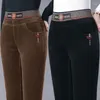 Women's Pants Thick Velvet No 2023Winter Trousers Elastic Waist Loose Black Straight Pant Women Corduroy Spring Autumn