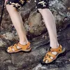 Sandalias zapatos de cuero genuino zapatos de verano sándalo cómodo al aire libre sandalias masculinas sandalias chaussure 230509