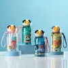 Kids Cartoon Water Sippy Cup With Straw Cute Bear Leakproof Water Bottles Outdoor Portable Drink Bottle Children's Lovely Cup