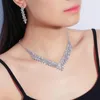 Halskette Ohrringe Set Damen Diamant Ohrring Strass Kette mit für Bräute Prom Kostüm Zubehör FS99