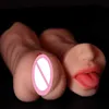 Gola profonda Reale e Bocca Orale Silicone Masturbatore Maschile Artificiale Sextoy Figa Tascabile Giocattoli Del Sesso per Gli Uomini Vagina Realistica