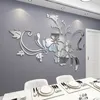Väggklistermärken 1 Uppsättning av utsökt blomma 3D -spegel avtagbar dekaler Art Muralist med sovrums -TV -akrylbakgrundsdekoration 230510