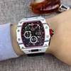 Uurwerk Richarmilles Horloge Fiber Super mechanische Kalender chronograaf pols Carbon Rm50-03 Tide Red Gepersonaliseerde Tape Fashion Glow L