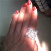 Cluster Rings Choucong утверждение Big Flower Promise Ring 5a Циркон 925 Серебряное обручальное обручальное кольцо для женских ювелирных изделий для женщин