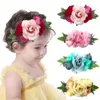 Haarschmuck 24 teil/los Boutique Künstliche Blumen Stirnband Mädchen Rose Nylon Stirnbänder Behemian Bundle